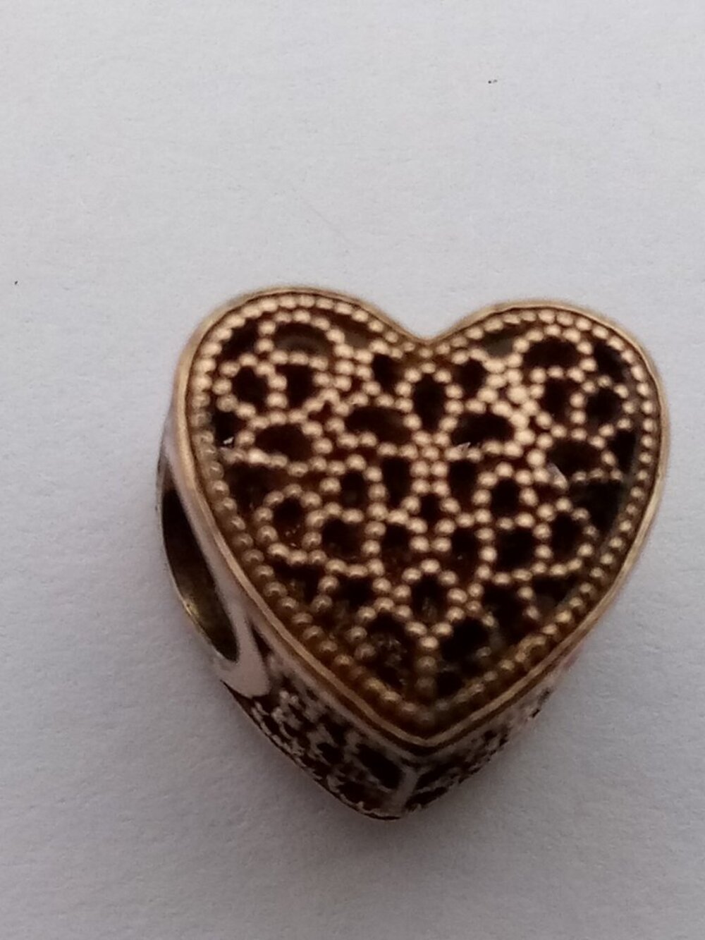 Pandora Heart Filigree Charm Bead in Antique Gold - Women Jewelry